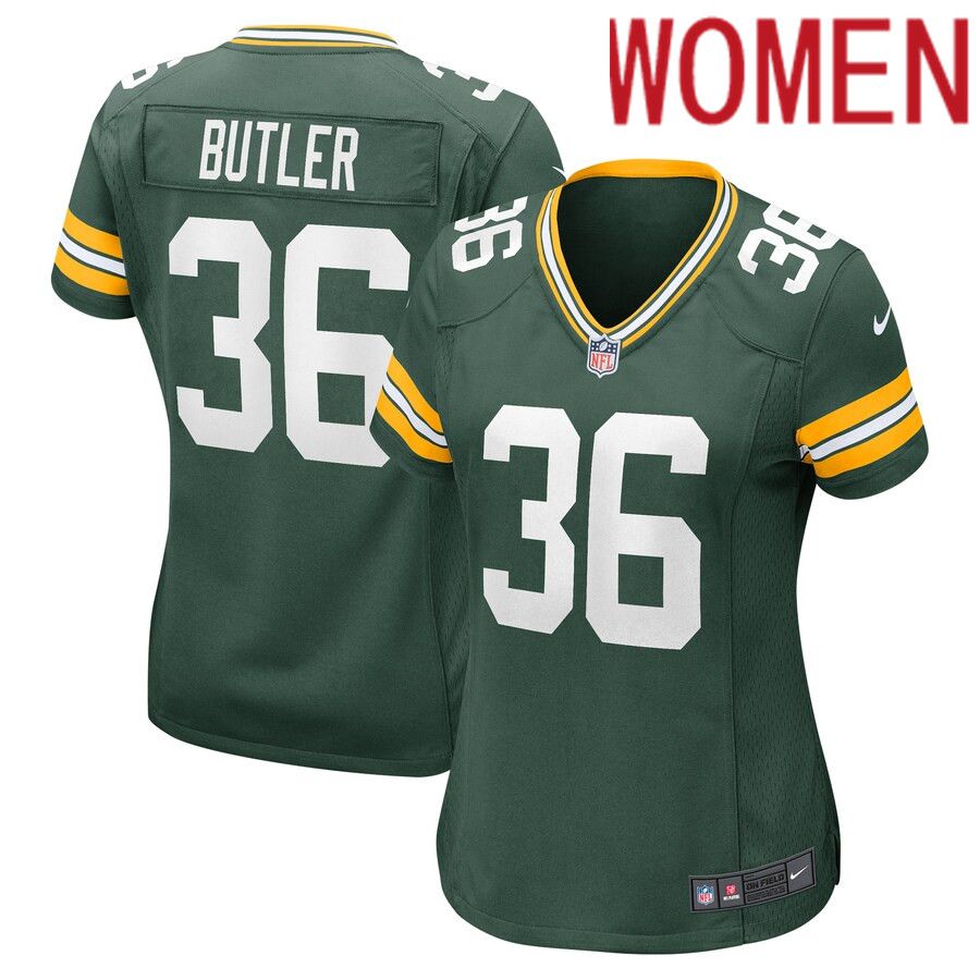 Women Green Bay Packers #36 LeRoy Butler Nike Green Retired Player Game NFL Jersey->women nfl jersey->Women Jersey